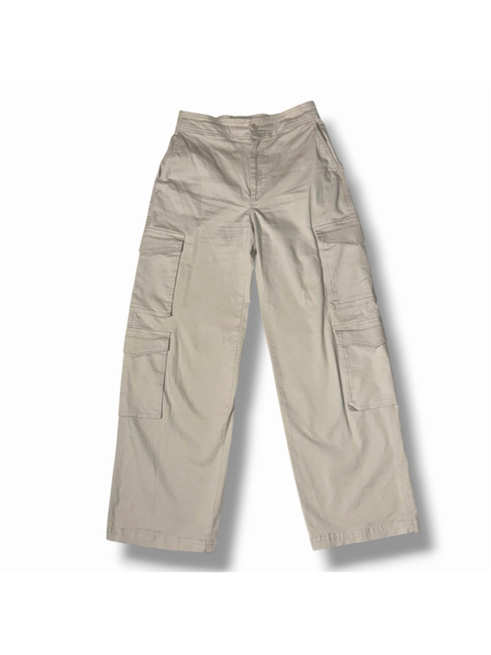 Abercrombie & Fitch Womens 2 Beige Wide Leg High Rise Cargo Pants Utility Twill